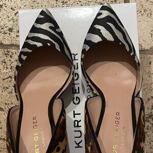 Kurt Geiger Leopard Print Calf Hair Pointed Toe Pump Size 9.5